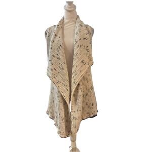 Chico’s 2 Lg Open Sleeveless Confetti Cardigan Loose Knit Cotton Acrylic